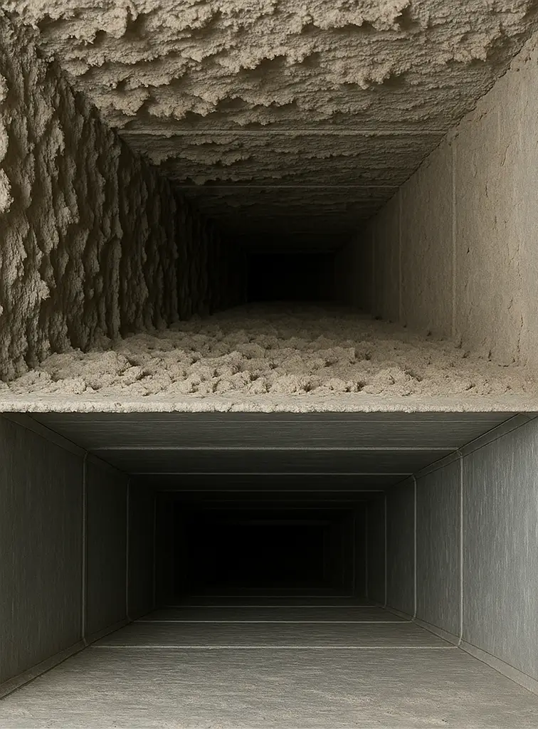 Before and after duct cleaning in Shenandoah Texas